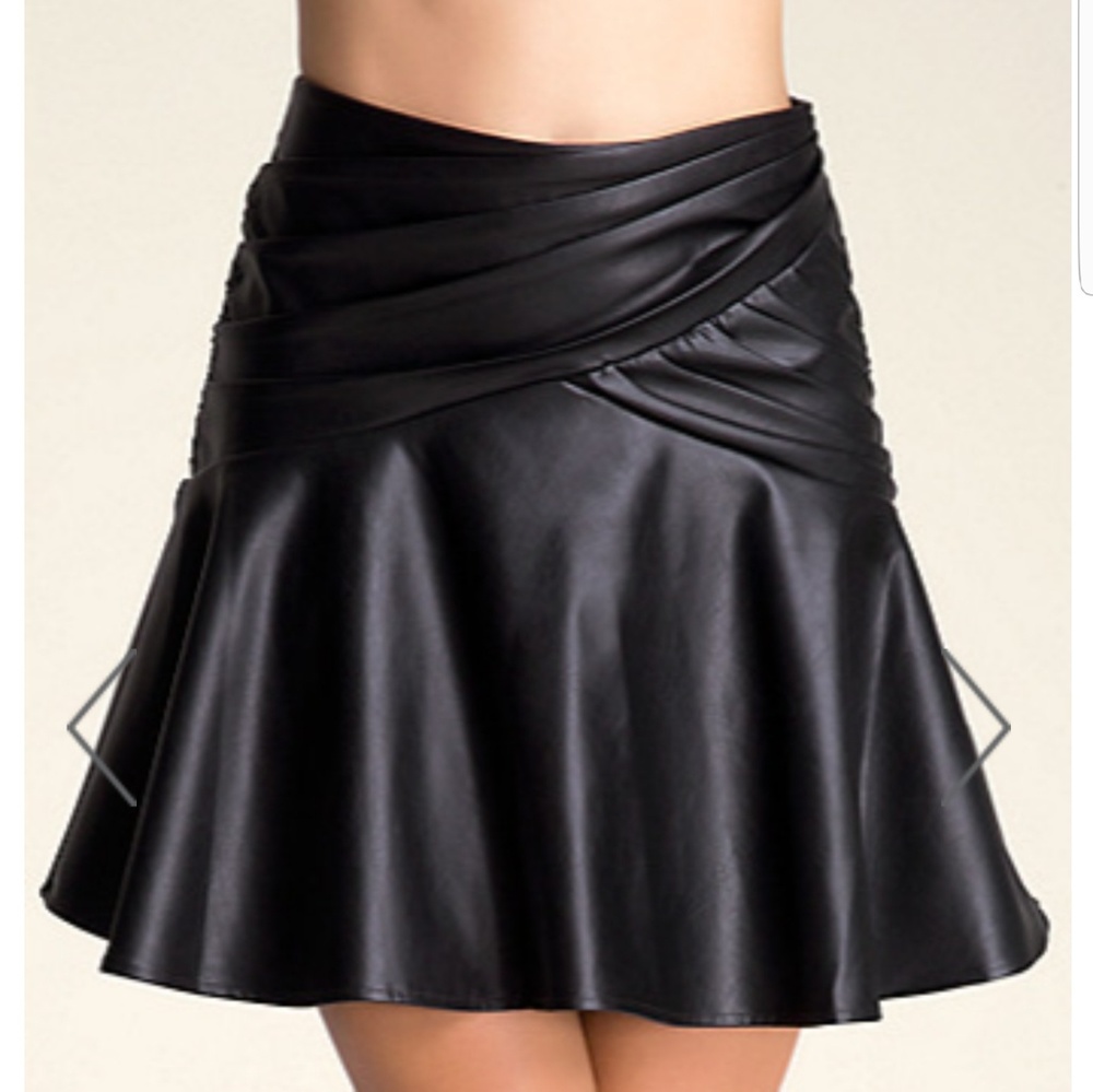 Faux Leather Flounce Skirt
